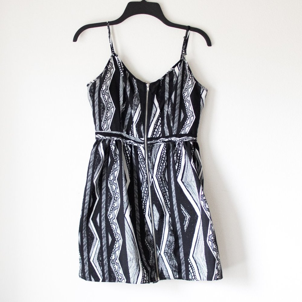 Silence + Noise Front Zip Tribal Print Dress